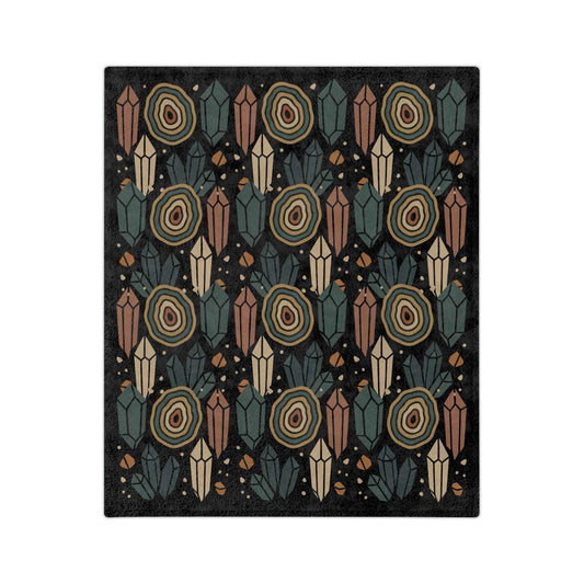 Agate and Crystals Velveteen Throw Blanket