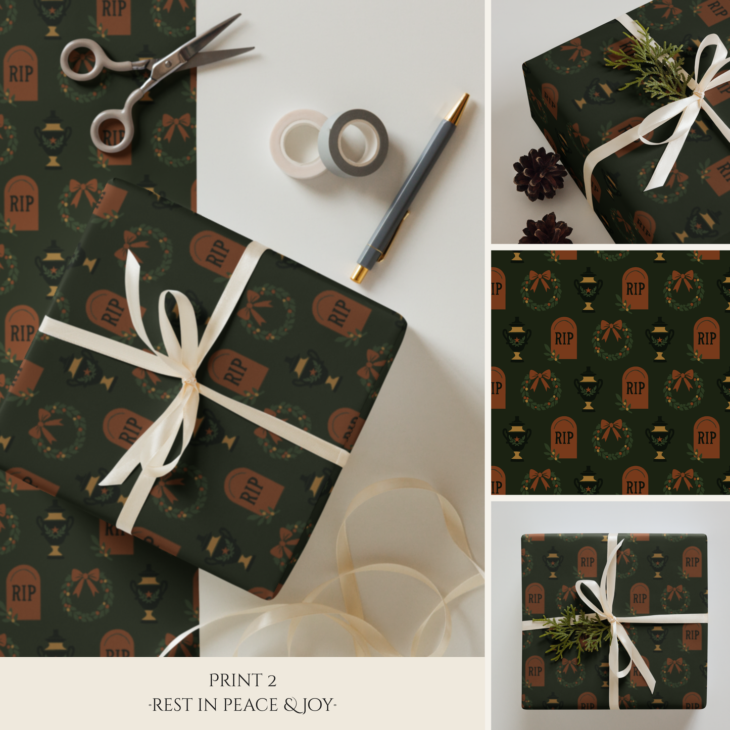 Christmas Mourning Wrapping Paper Set