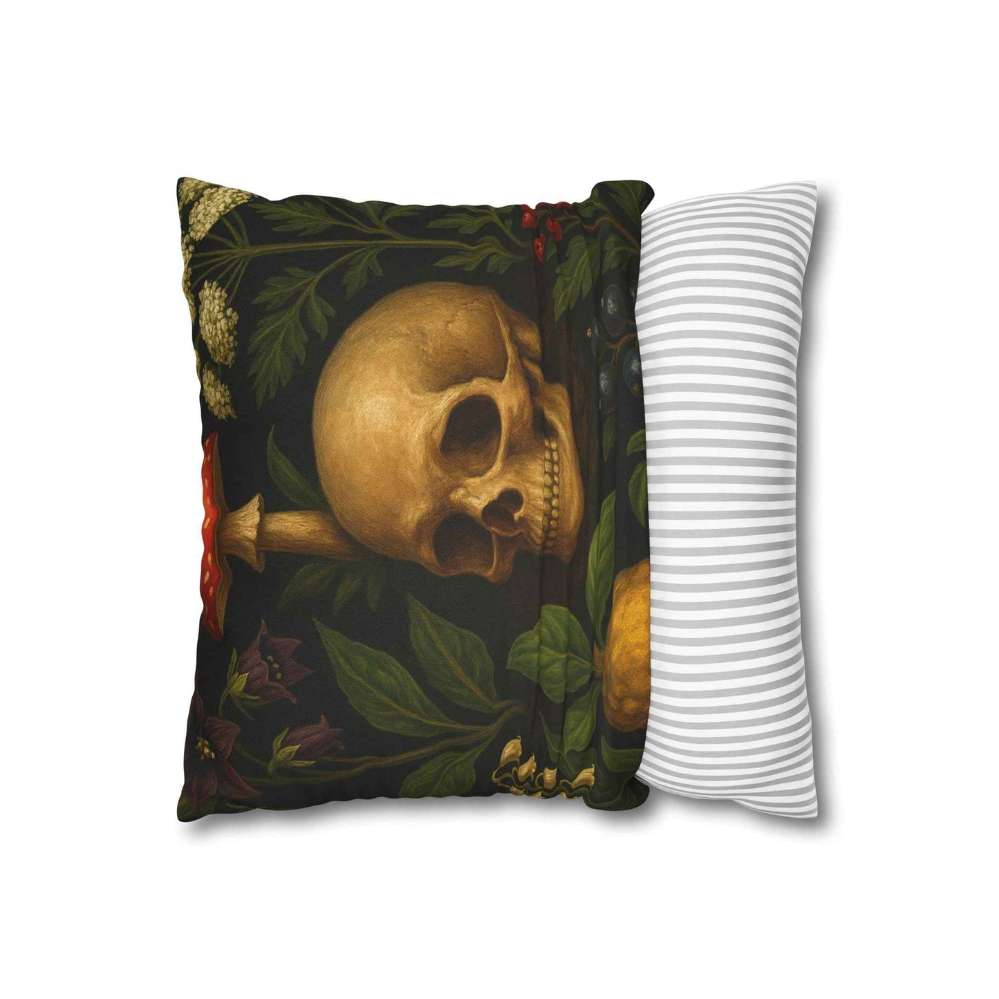 Skull Botanical Gothic Pillow Cover