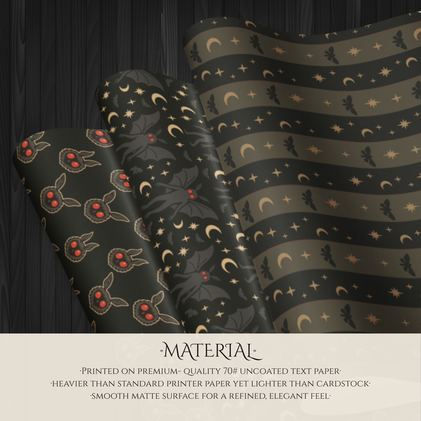Mothman Wrapping Paper Set · Cryptid Gift Wrap Collection