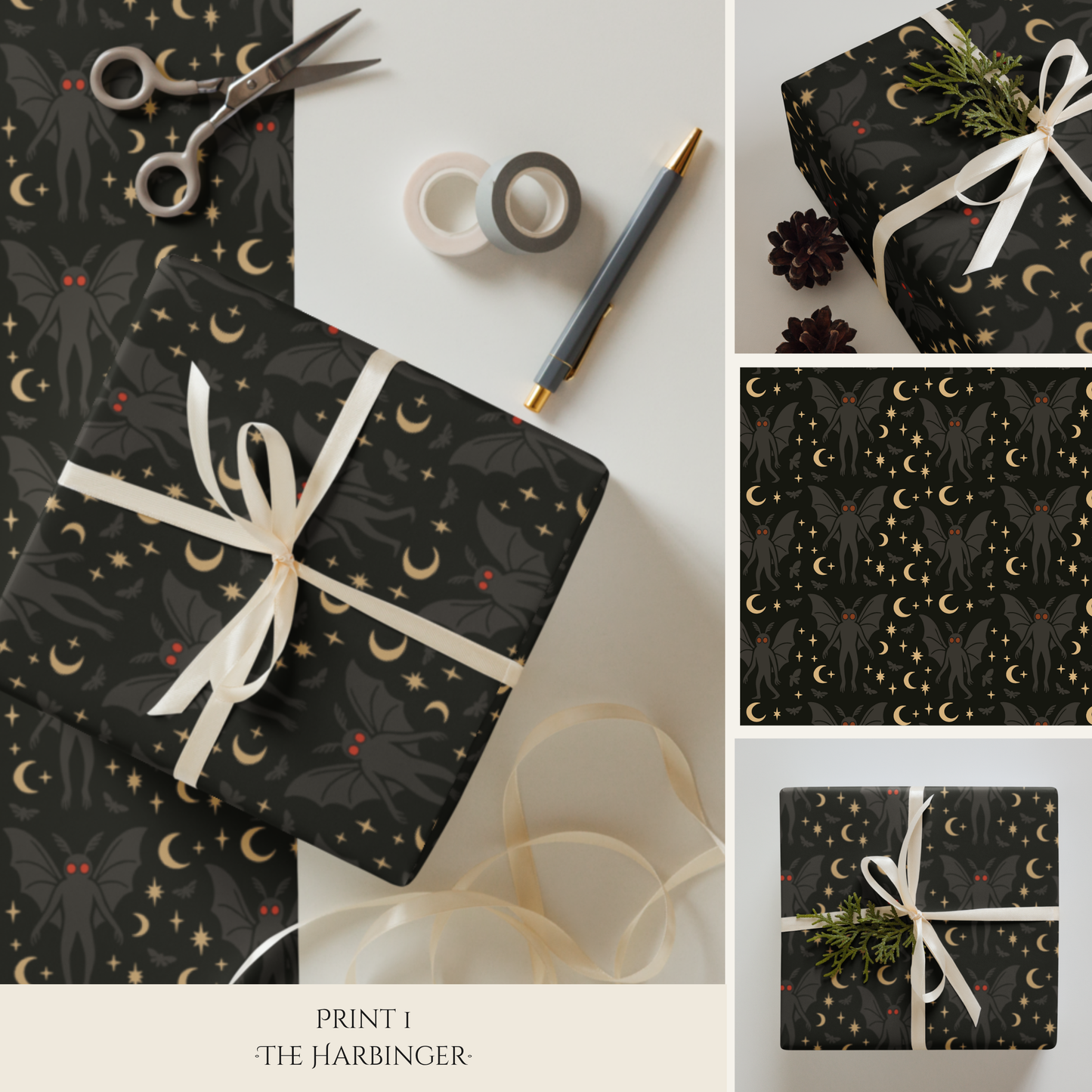 Mothman Wrapping Paper Set · Cryptid Gift Wrap Collection