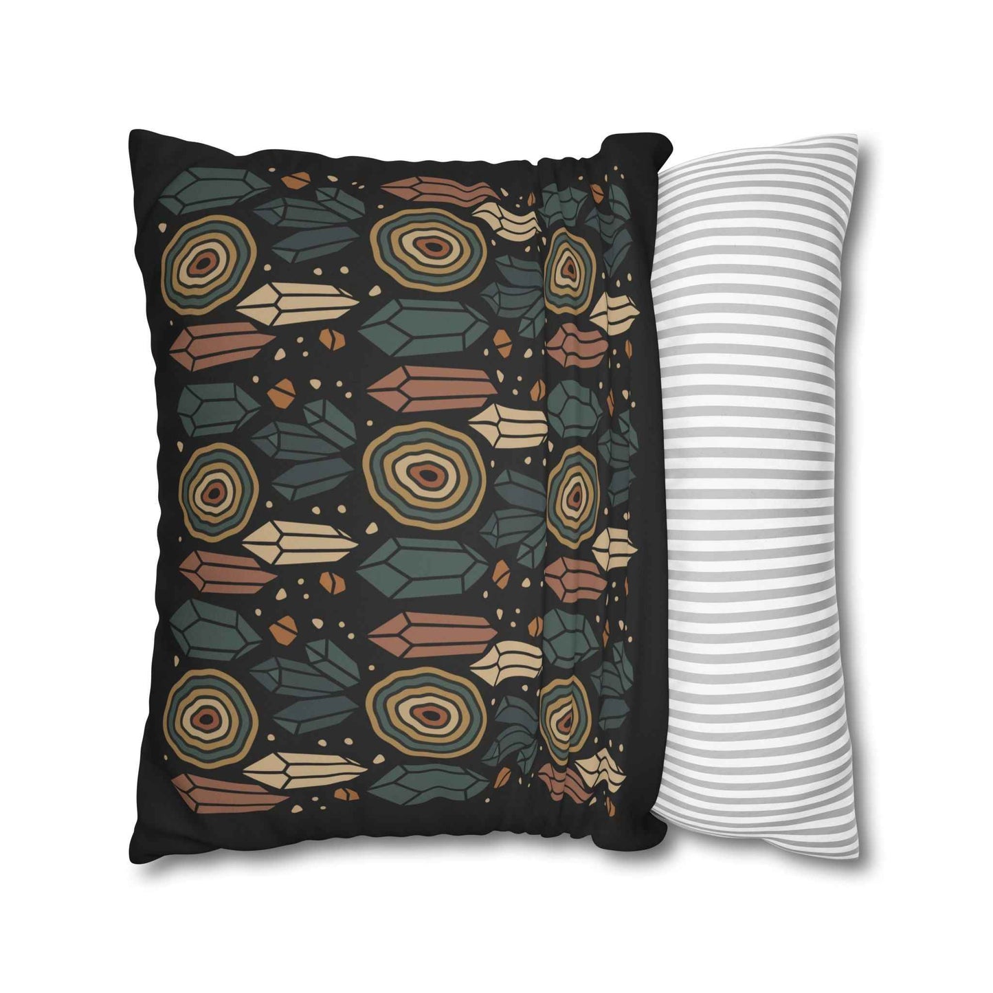 Agate and Crystals Faux Suede Pillow Cover - Crystal Core Collection