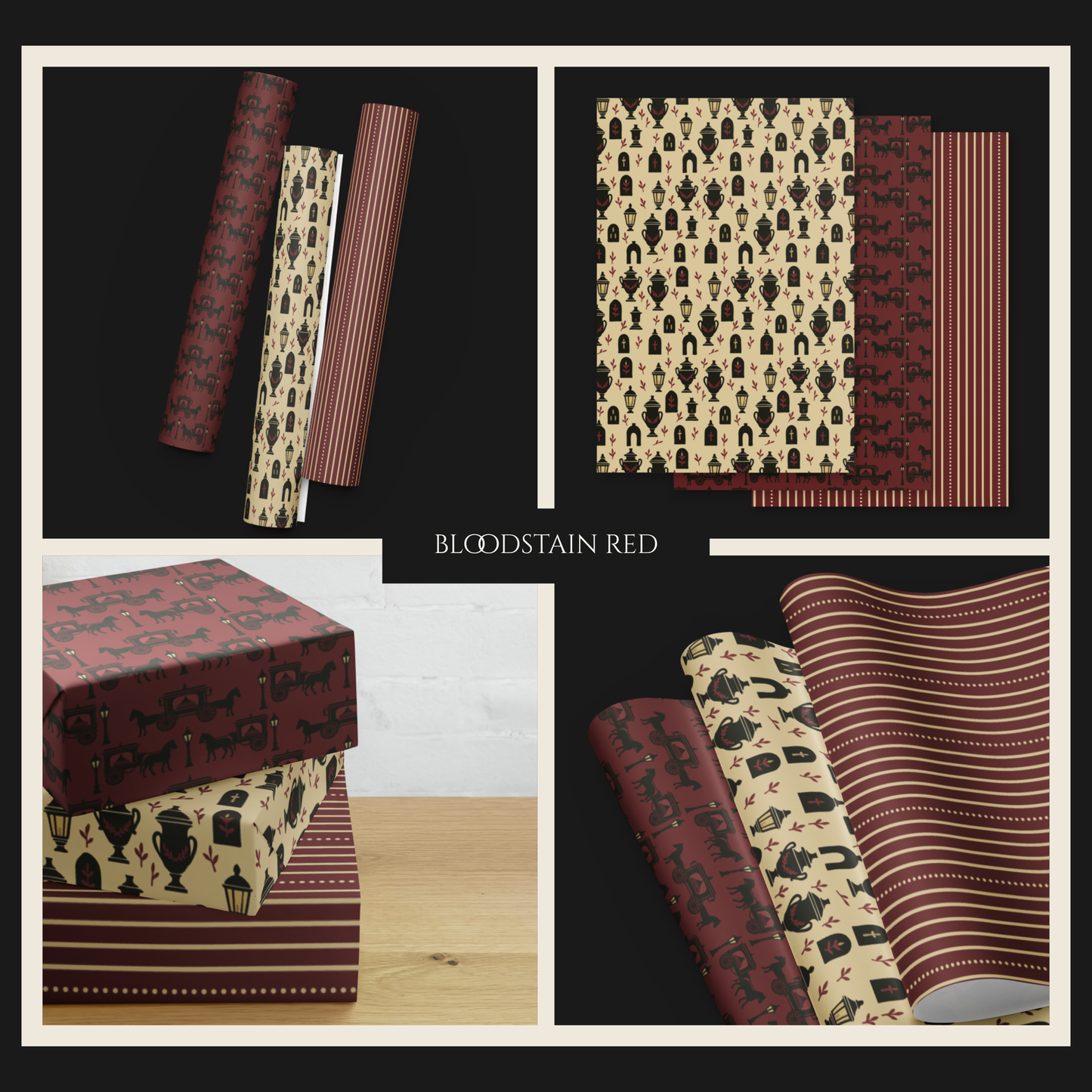 Midnight Procession Gothic Wrapping Paper Sheets