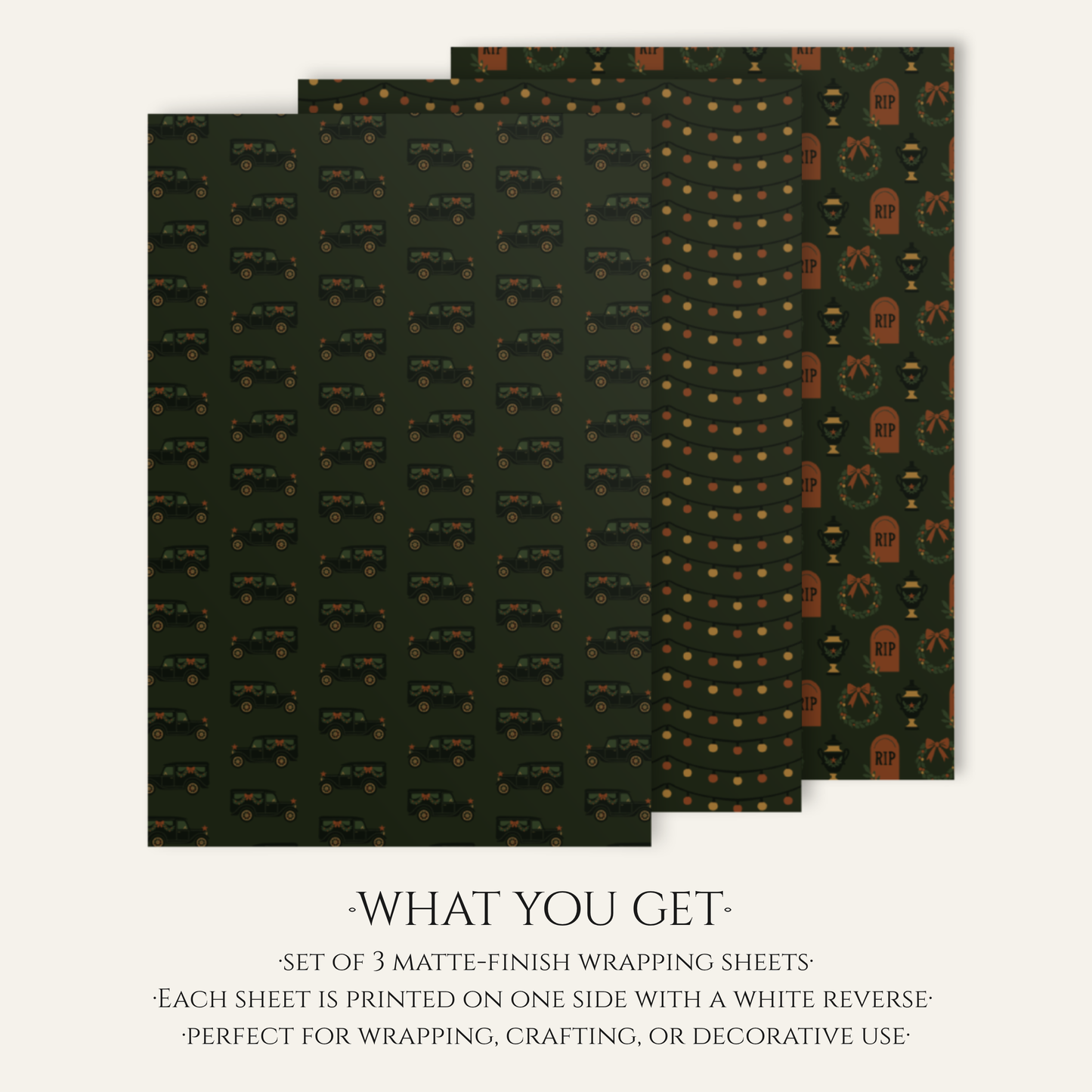 Christmas Mourning Wrapping Paper Set