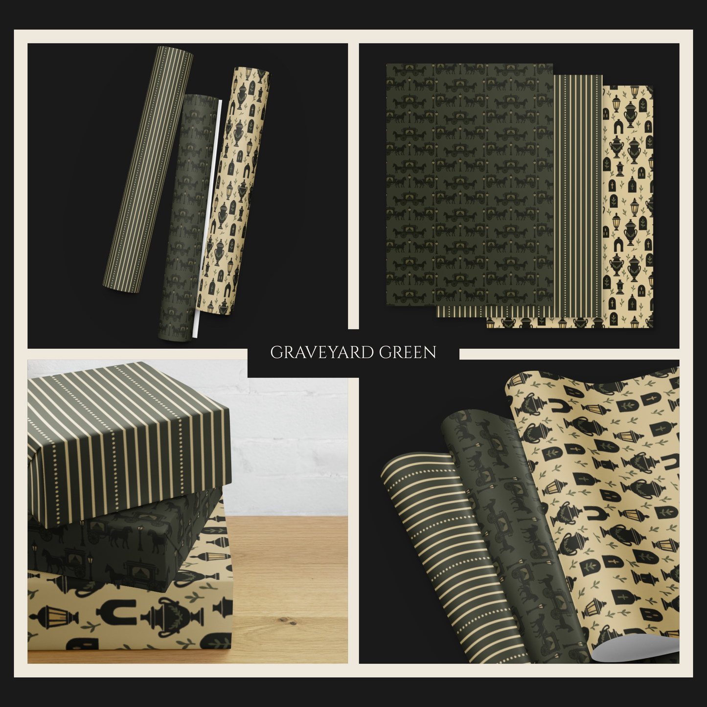 Midnight Procession Gothic Wrapping Paper Sheets