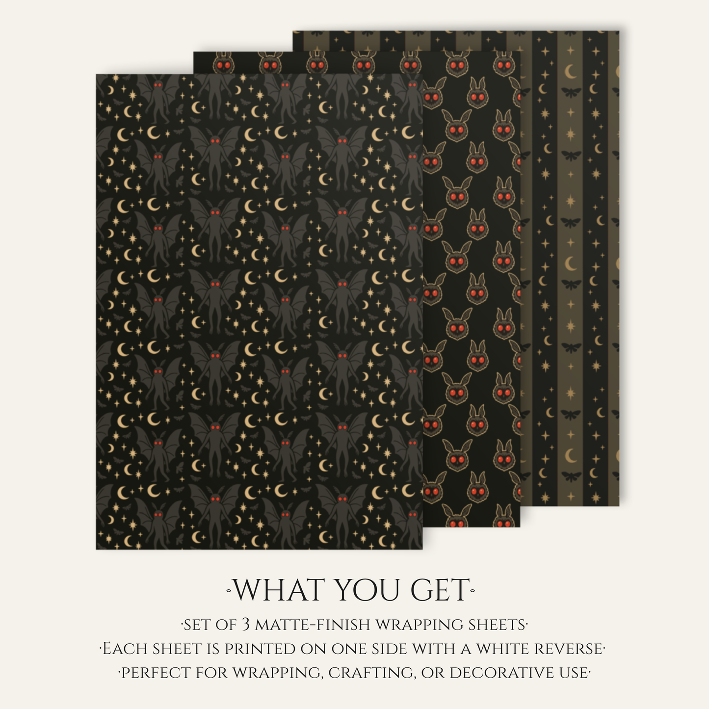 Mothman Wrapping Paper Set · Cryptid Gift Wrap Collection