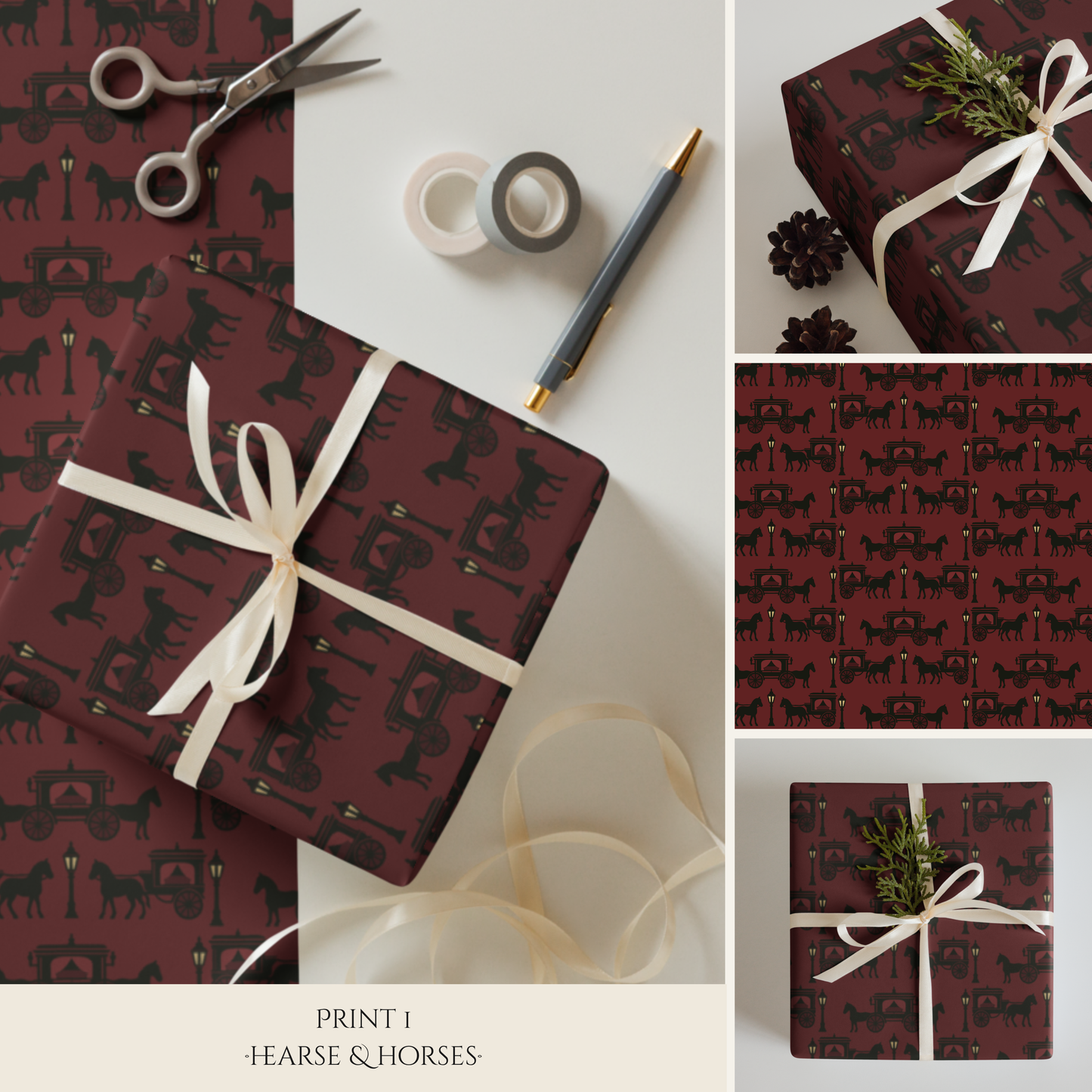 Midnight Procession Gothic Wrapping Paper Sheets