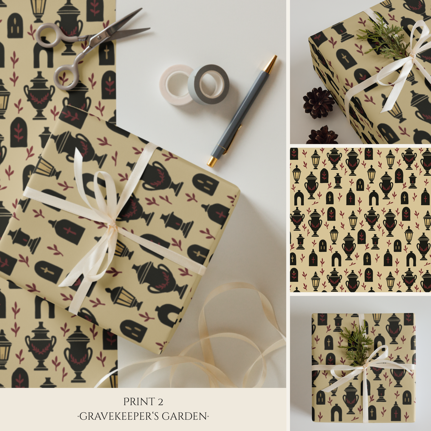 Midnight Procession Gothic Wrapping Paper Sheets