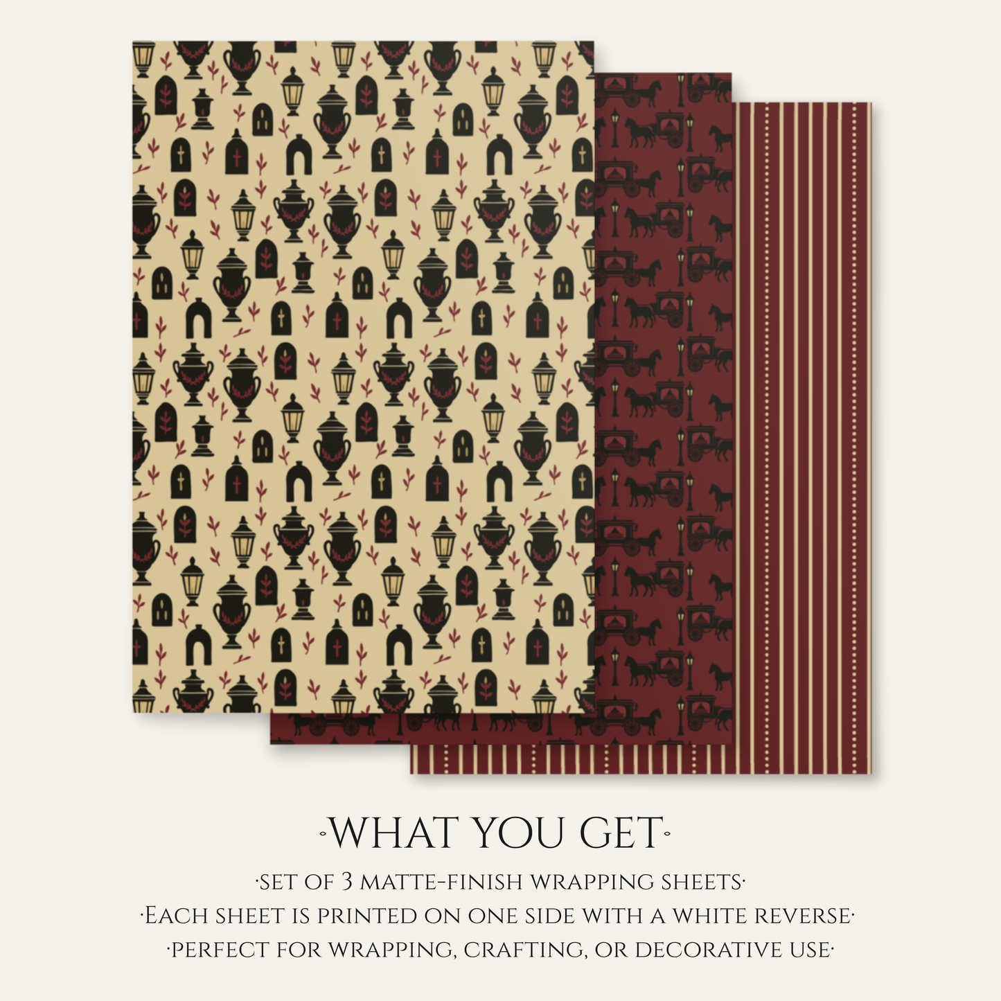 Midnight Procession Gothic Wrapping Paper Sheets