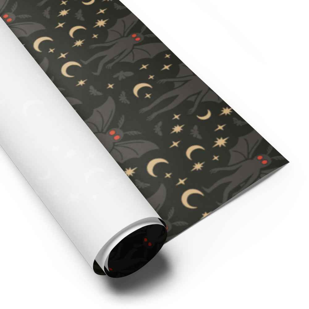 Mothman Wrapping Paper - Midnight Prophecy 3-Piece Cryptid Gift Wrap Set