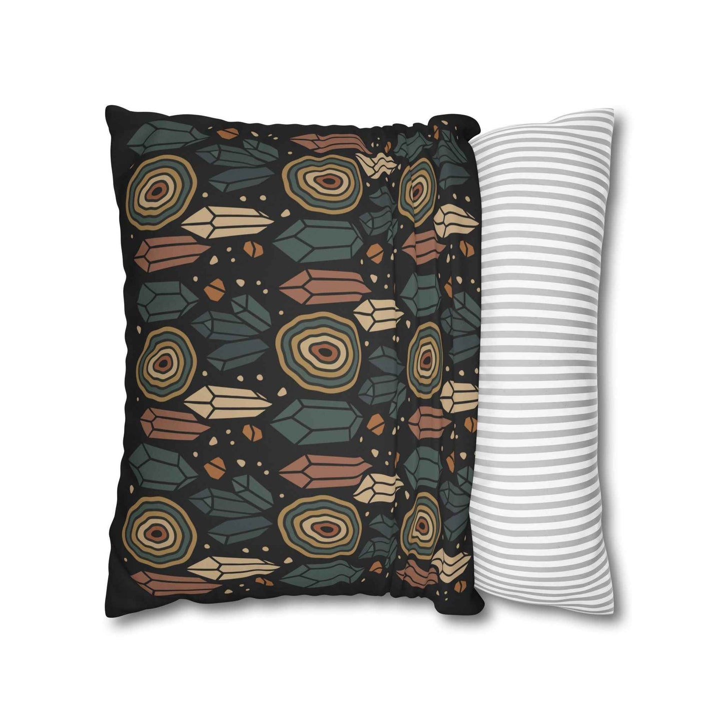 Agate and Crystals Faux Suede Pillow Cover - Crystal Core Collection