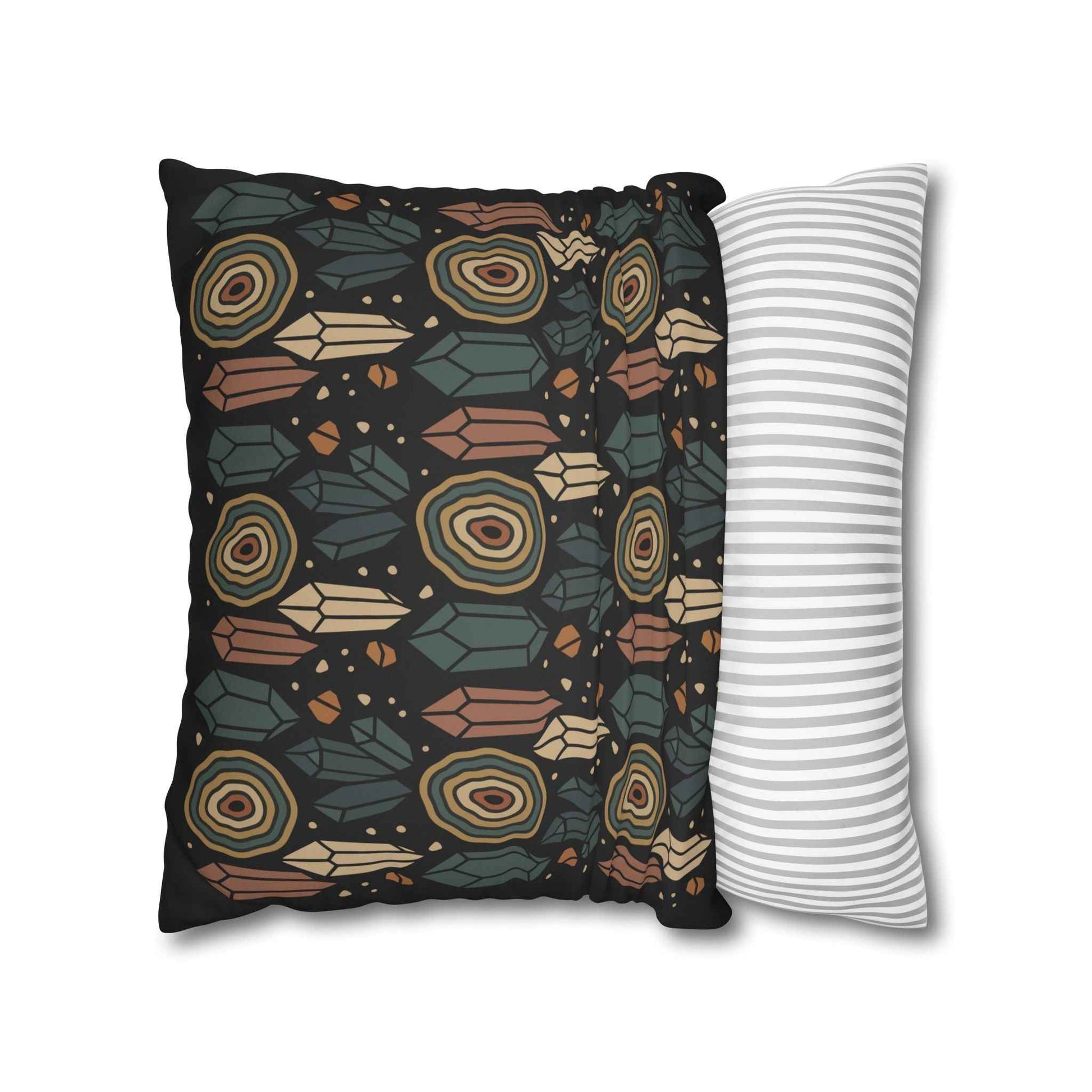 Agate and Crystals Faux Suede Pillow Cover - Crystal Core Collection