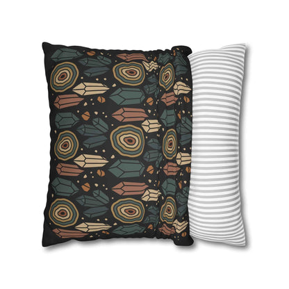 Agate and Crystals Faux Suede Pillow Cover - Crystal Core Collection