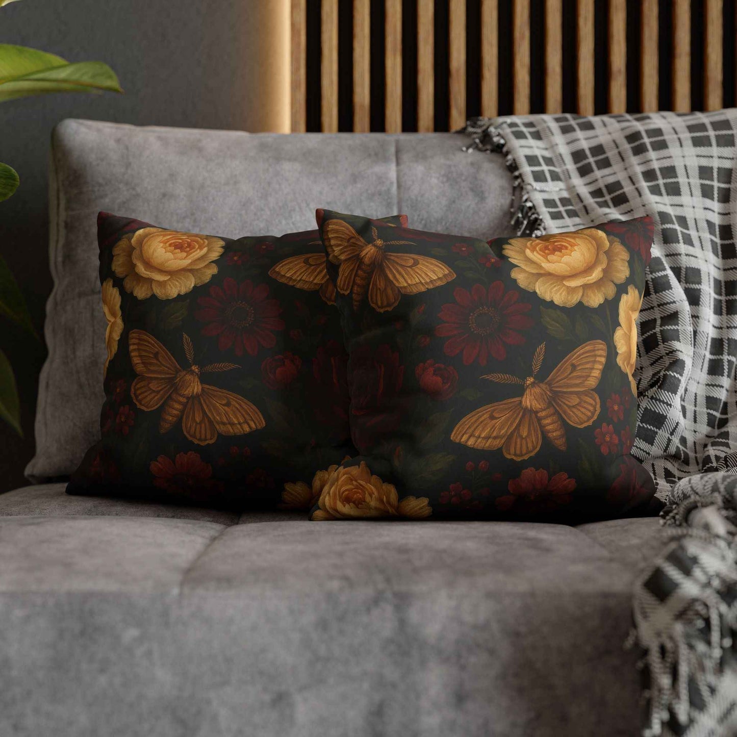 Bohemian Moth Faux Suede Pillow Cover