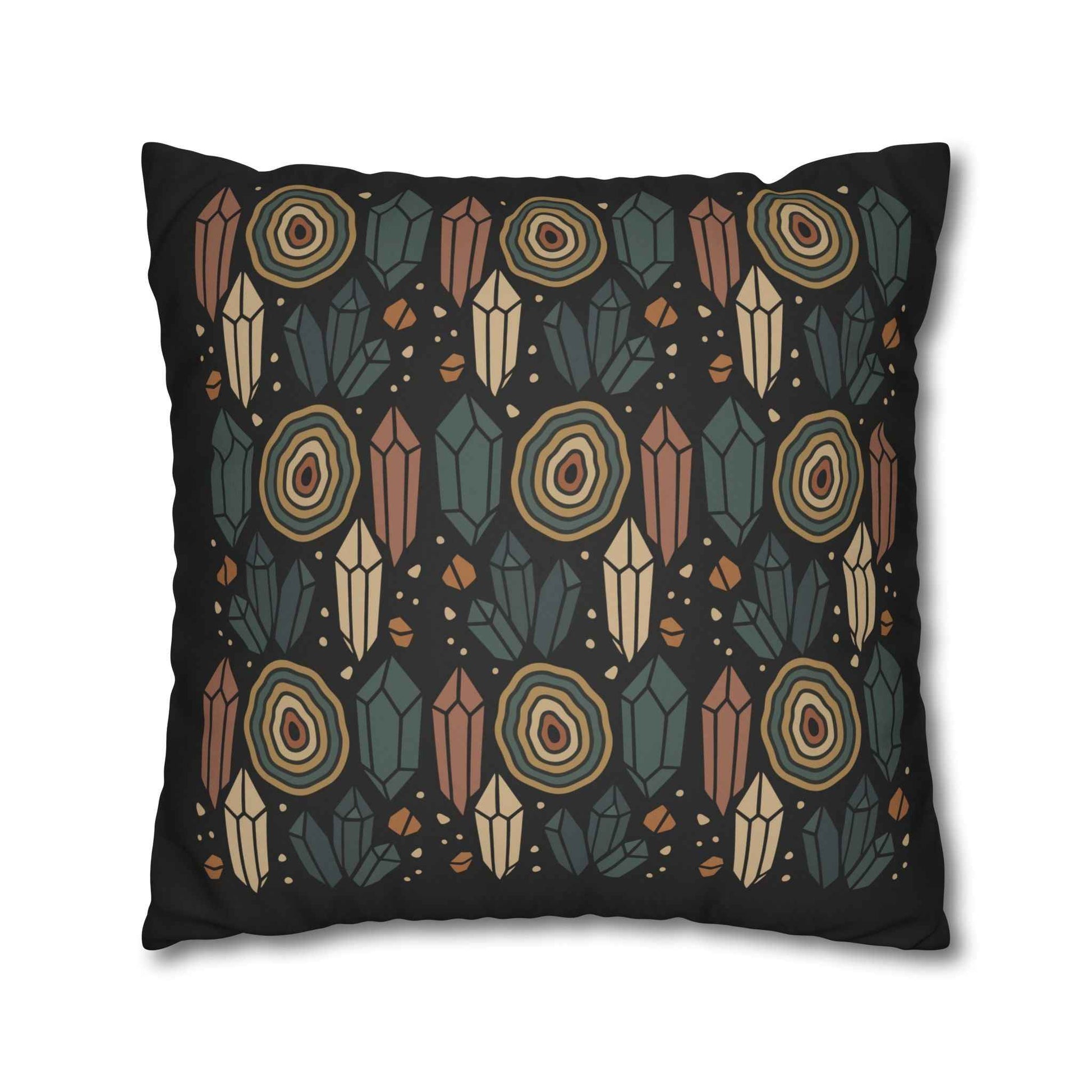 Agate and Crystals Faux Suede Pillow Cover - Crystal Core Collection