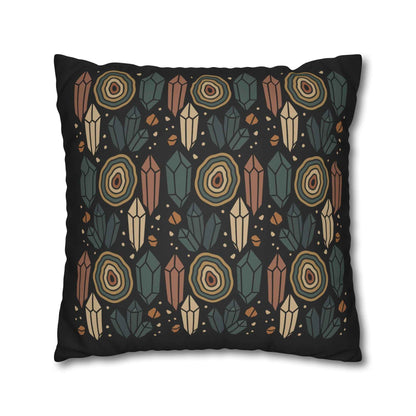 Agate and Crystals Faux Suede Pillow Cover - Crystal Core Collection
