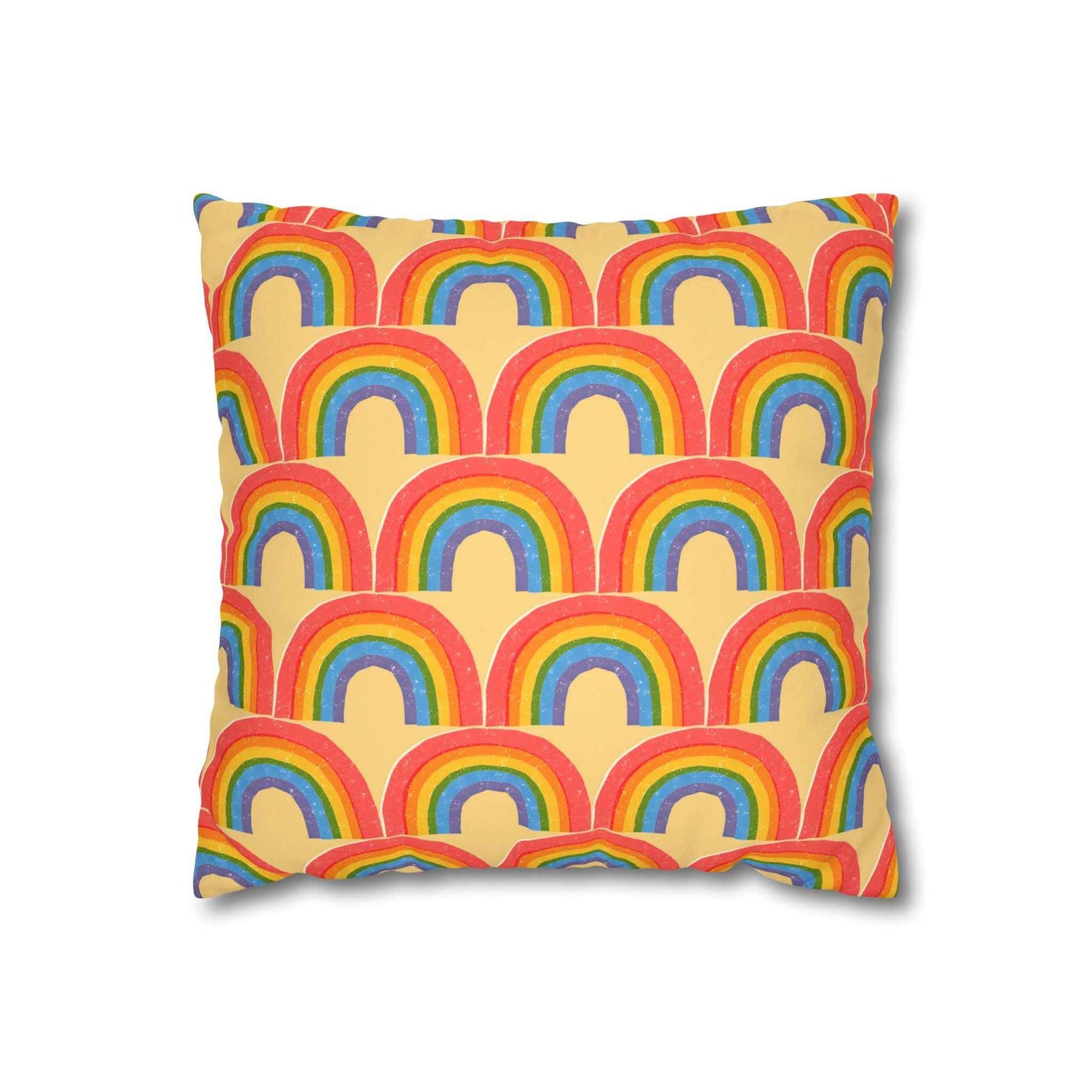 Rainbow Pattern Faux Suede Pillow Cover - Good Omens Collection