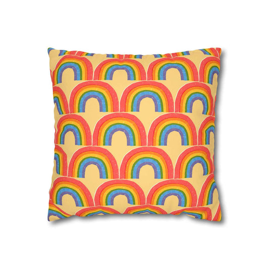 Rainbow Pattern Faux Suede Pillow Cover - Good Omens Collection