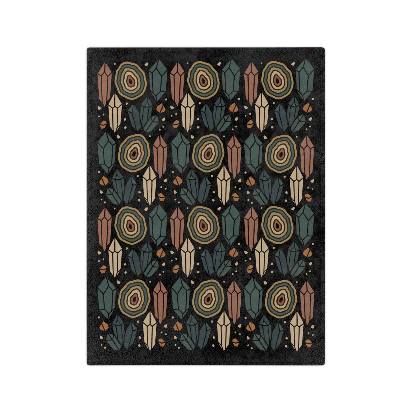 Agate and Crystals Velveteen Throw Blanket