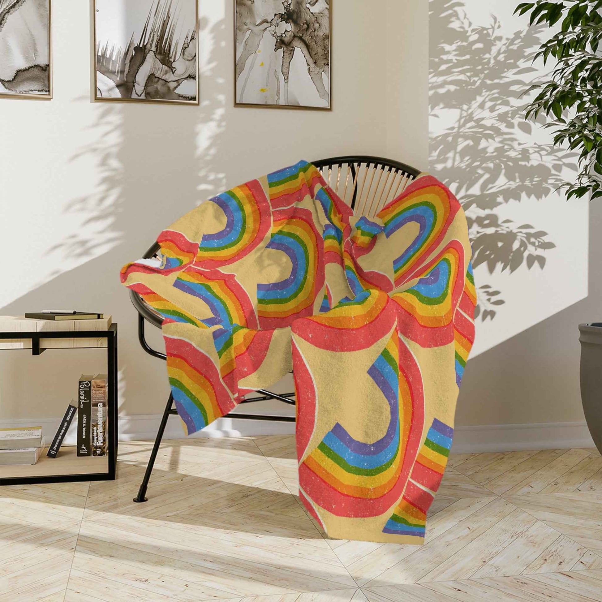 Rainbow Velveteen Throw Blanket - Good Omens Collection