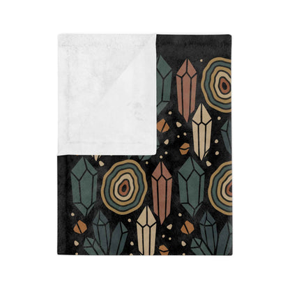 Agate and Crystals Velveteen Throw Blanket