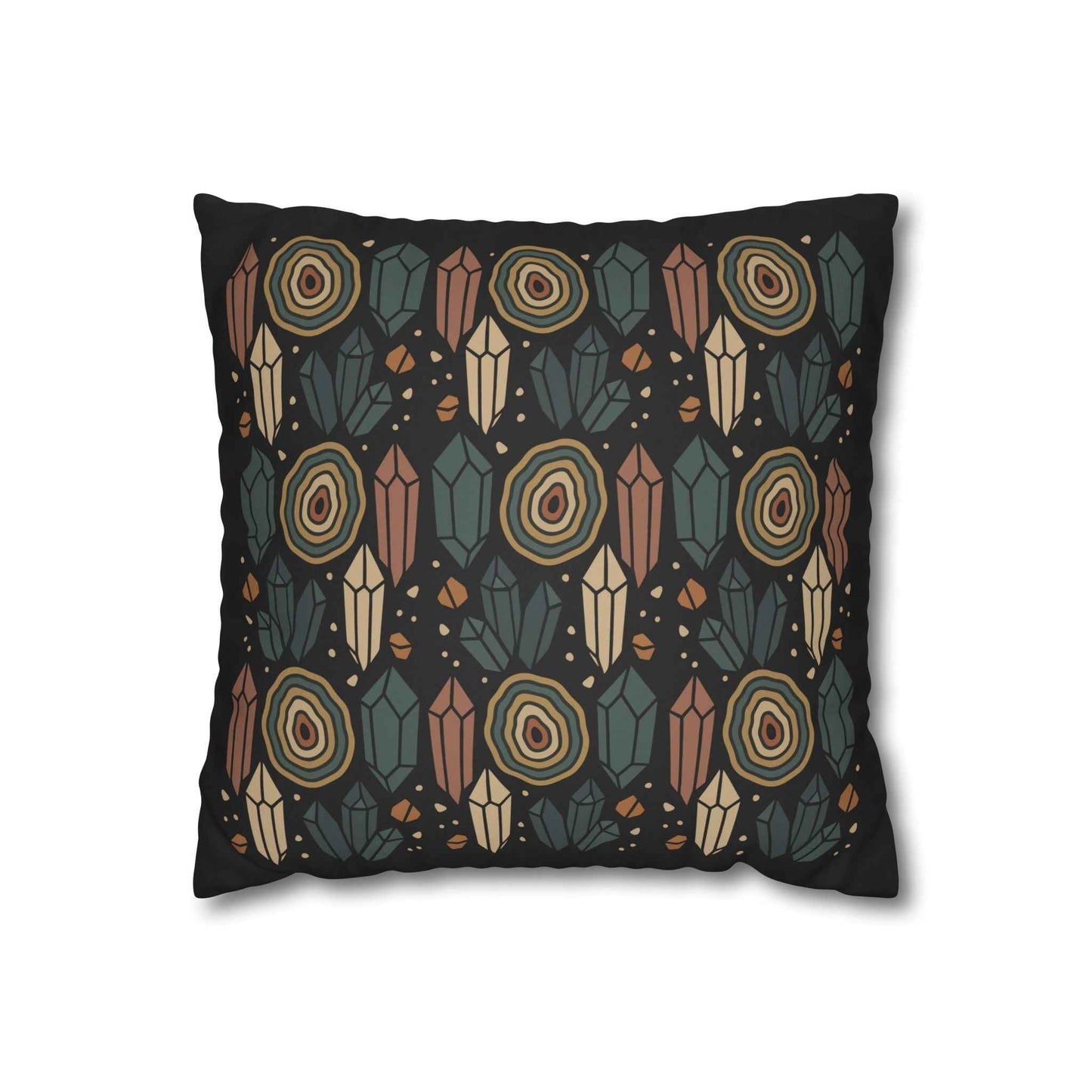 Agate and Crystals Faux Suede Pillow Cover - Crystal Core Collection
