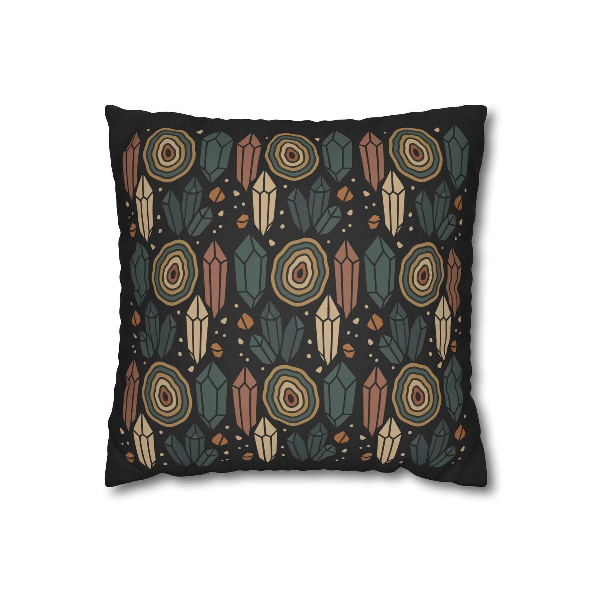 Agate and Crystals Faux Suede Pillow Cover - Crystal Core Collection