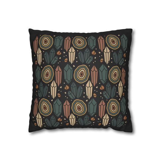 Agate and Crystals Faux Suede Pillow Cover - Crystal Core Collection