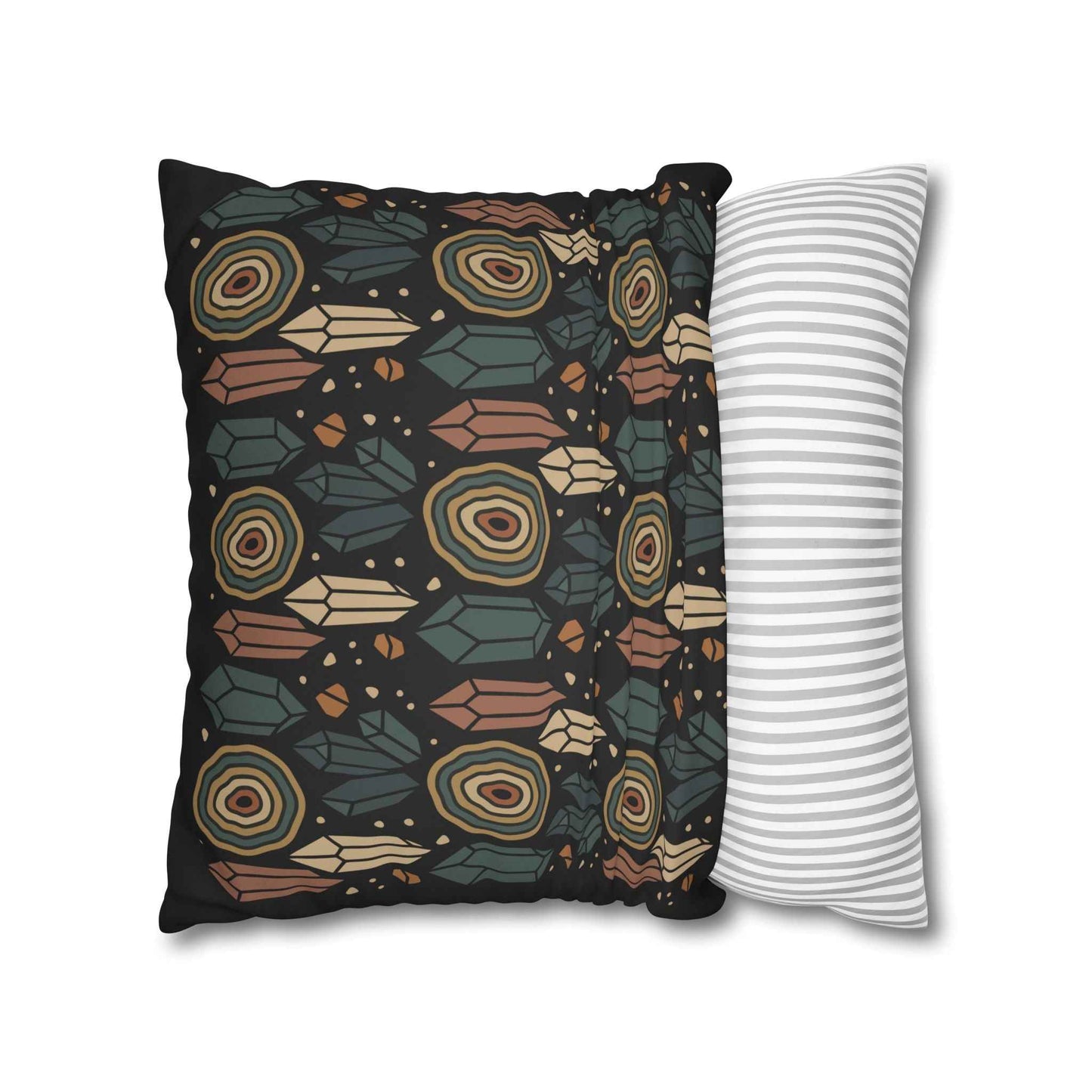 Agate and Crystals Faux Suede Pillow Cover - Crystal Core Collection