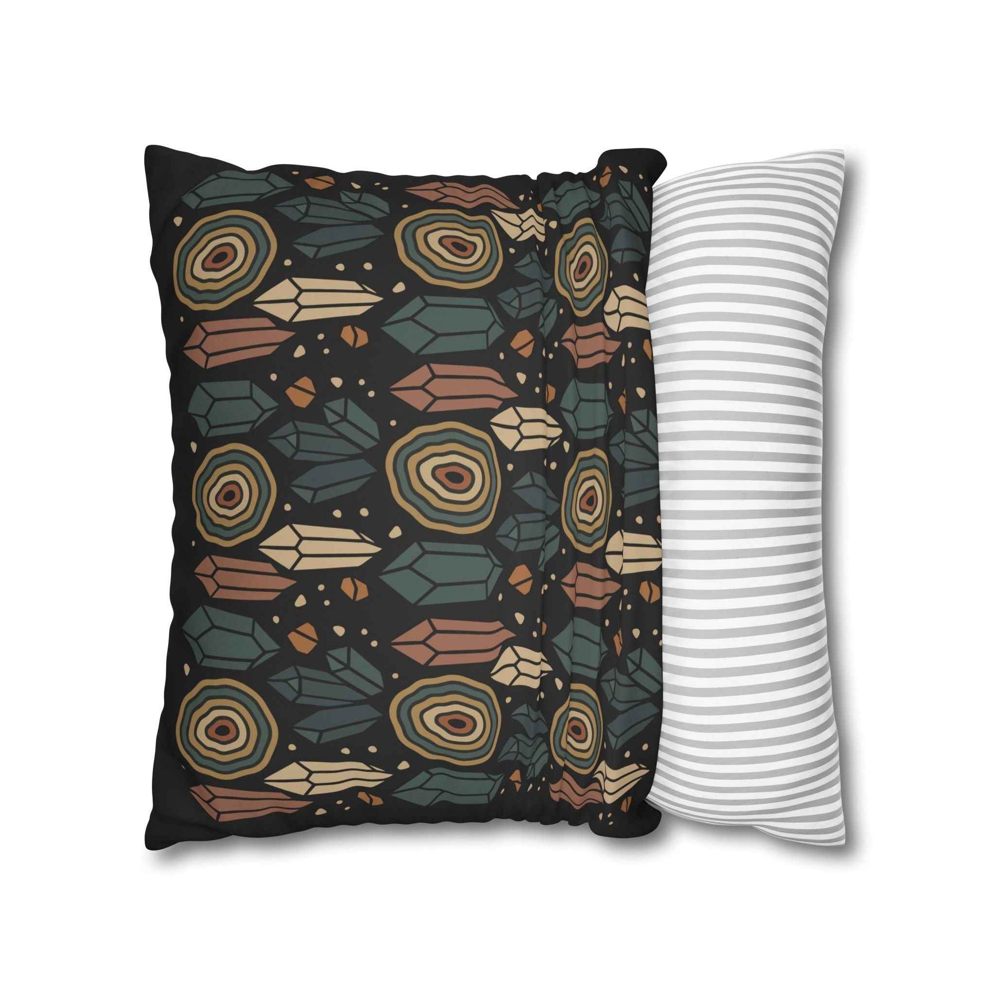 Agate and Crystals Faux Suede Pillow Cover - Crystal Core Collection