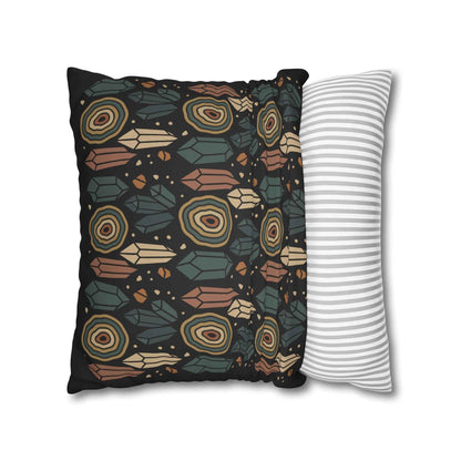 Agate and Crystals Faux Suede Pillow Cover - Crystal Core Collection