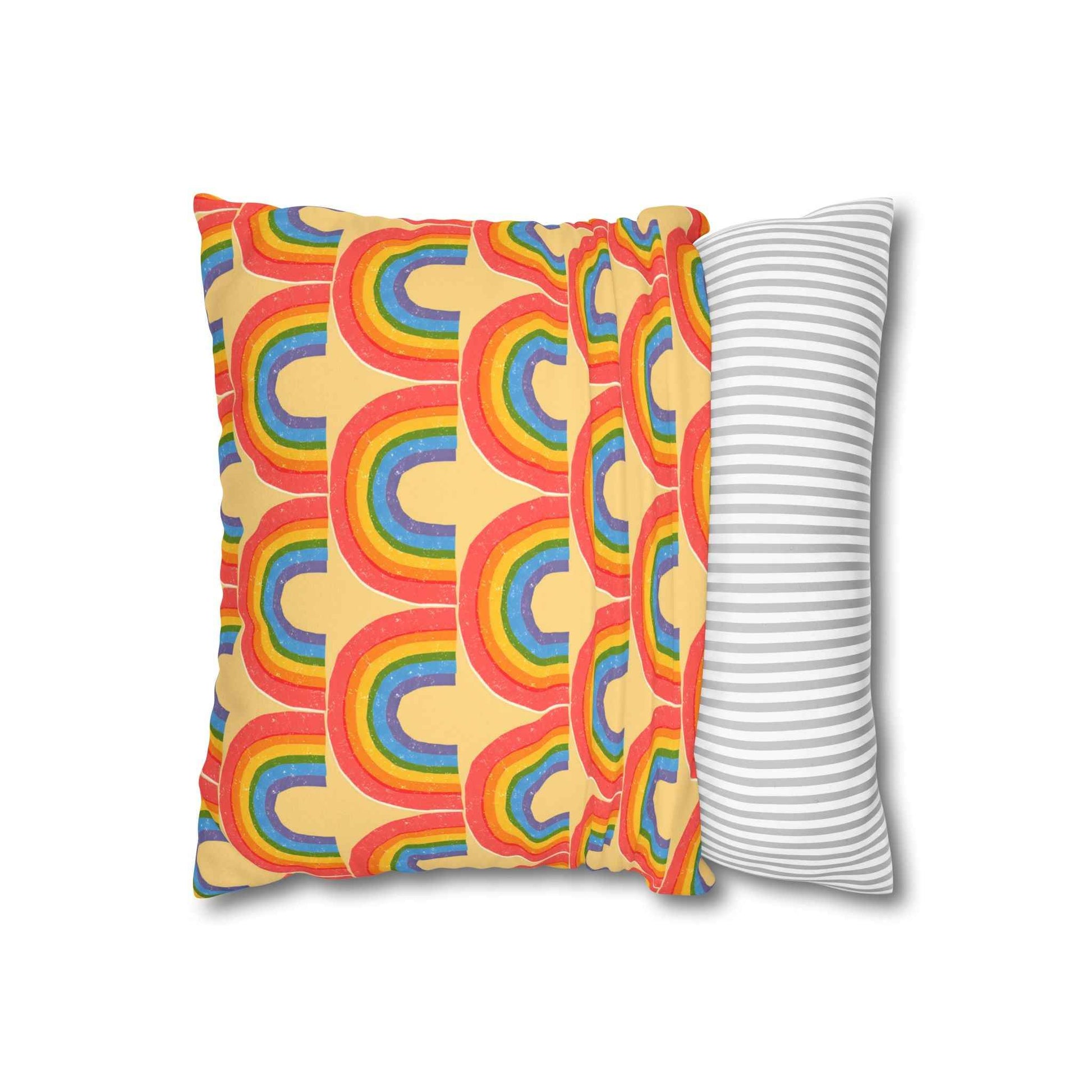 Rainbow Pattern Faux Suede Pillow Cover - Good Omens Collection