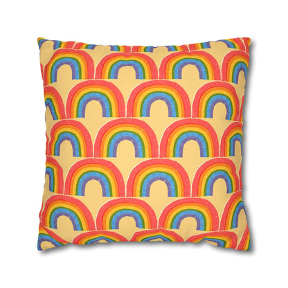 Rainbow Pattern Faux Suede Pillow Cover - Good Omens Collection