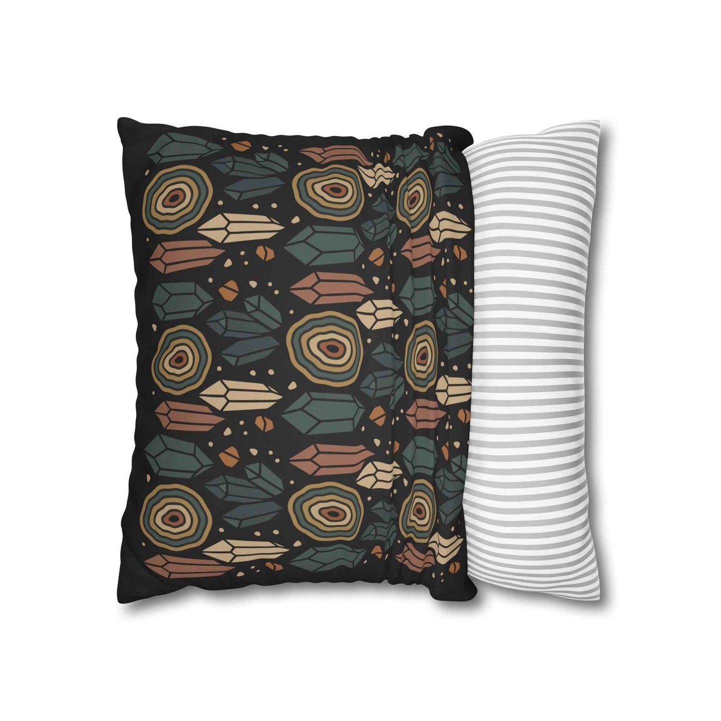 Agate and Crystals Faux Suede Pillow Cover - Crystal Core Collection