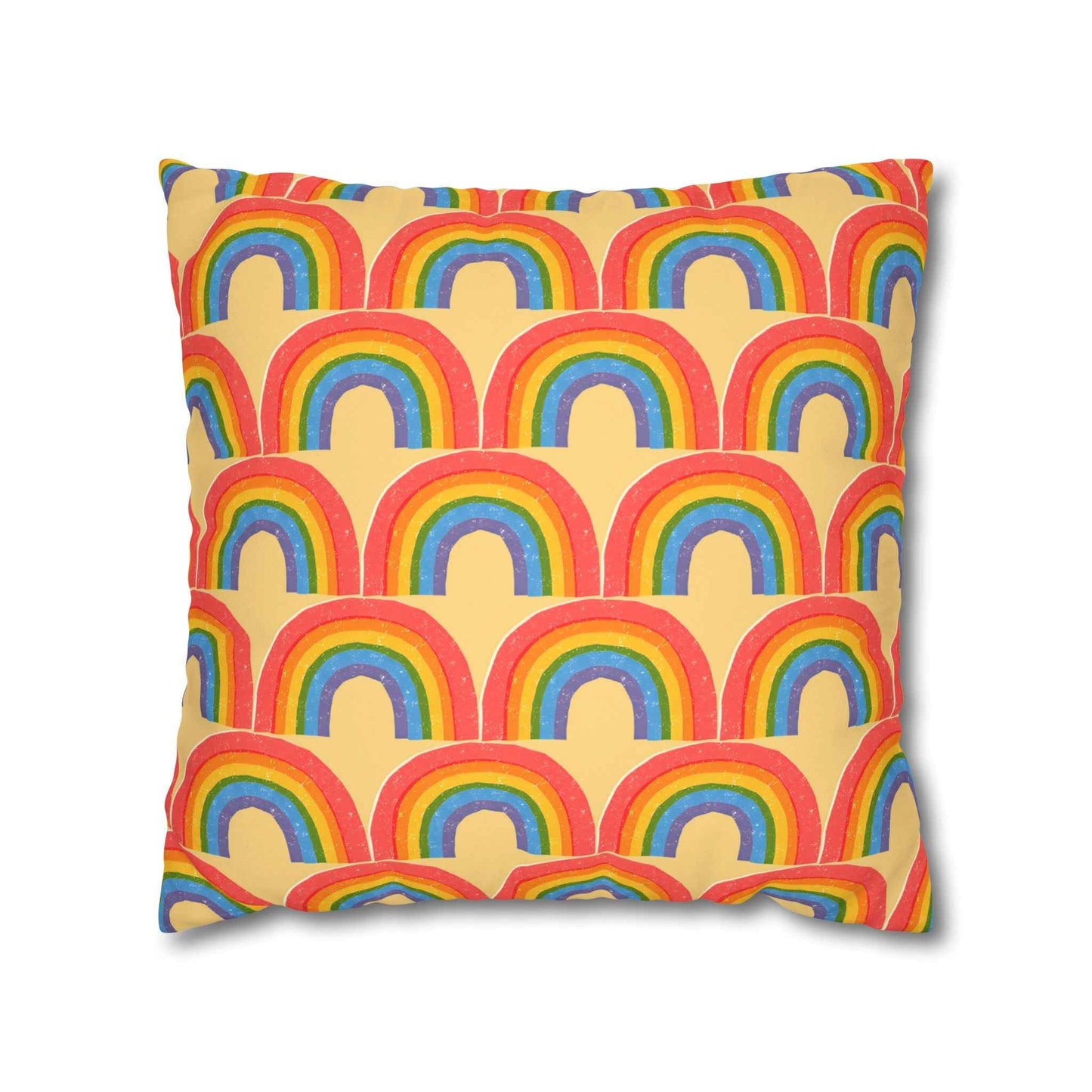 Rainbow Pattern Faux Suede Pillow Cover - Good Omens Collection