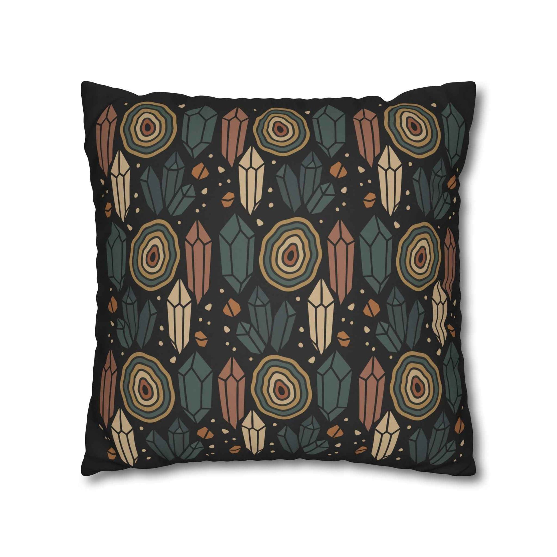 Agate and Crystals Faux Suede Pillow Cover - Crystal Core Collection