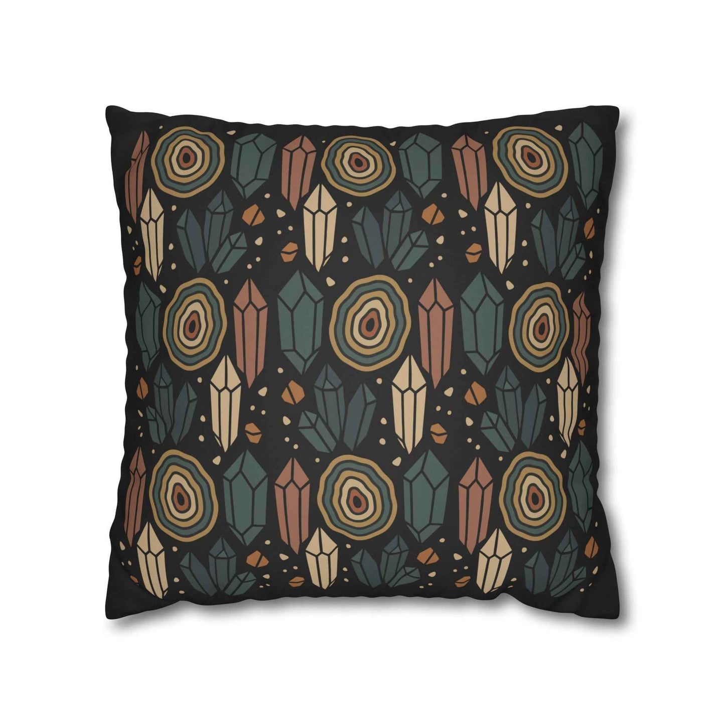 Agate and Crystals Faux Suede Pillow Cover - Crystal Core Collection
