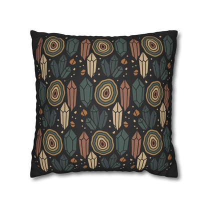 Agate and Crystals Faux Suede Pillow Cover - Crystal Core Collection