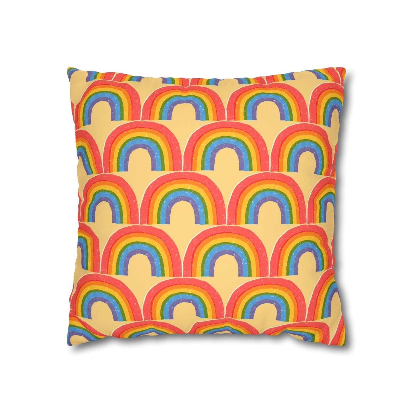 Rainbow Pattern Faux Suede Pillow Cover - Good Omens Collection