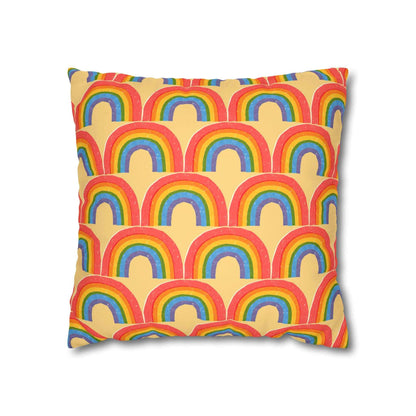 Rainbow Pattern Faux Suede Pillow Cover - Good Omens Collection