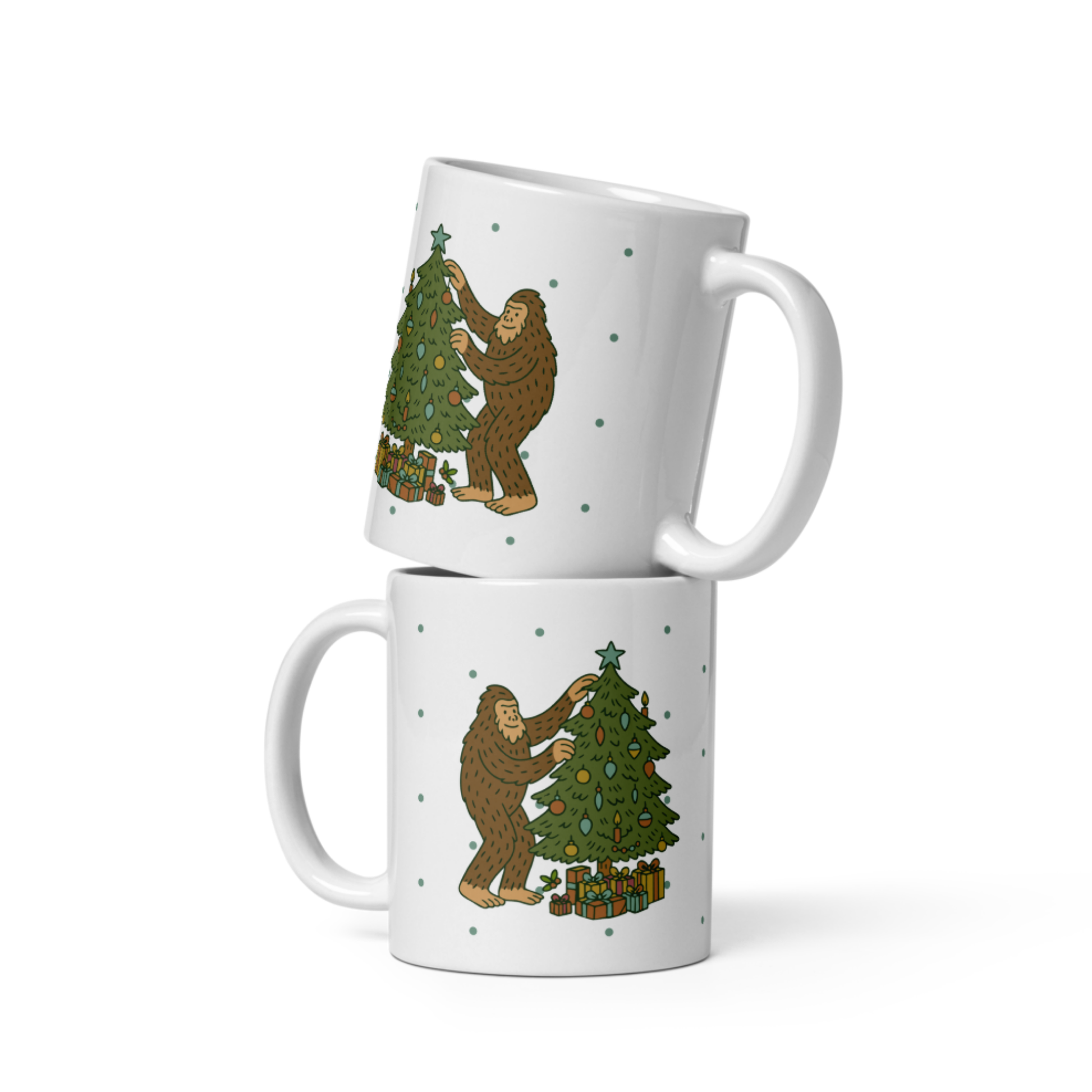 Holly Jolly Bigfoot | Cryptid Christmas White Ceramic Mug - Get the Salt
