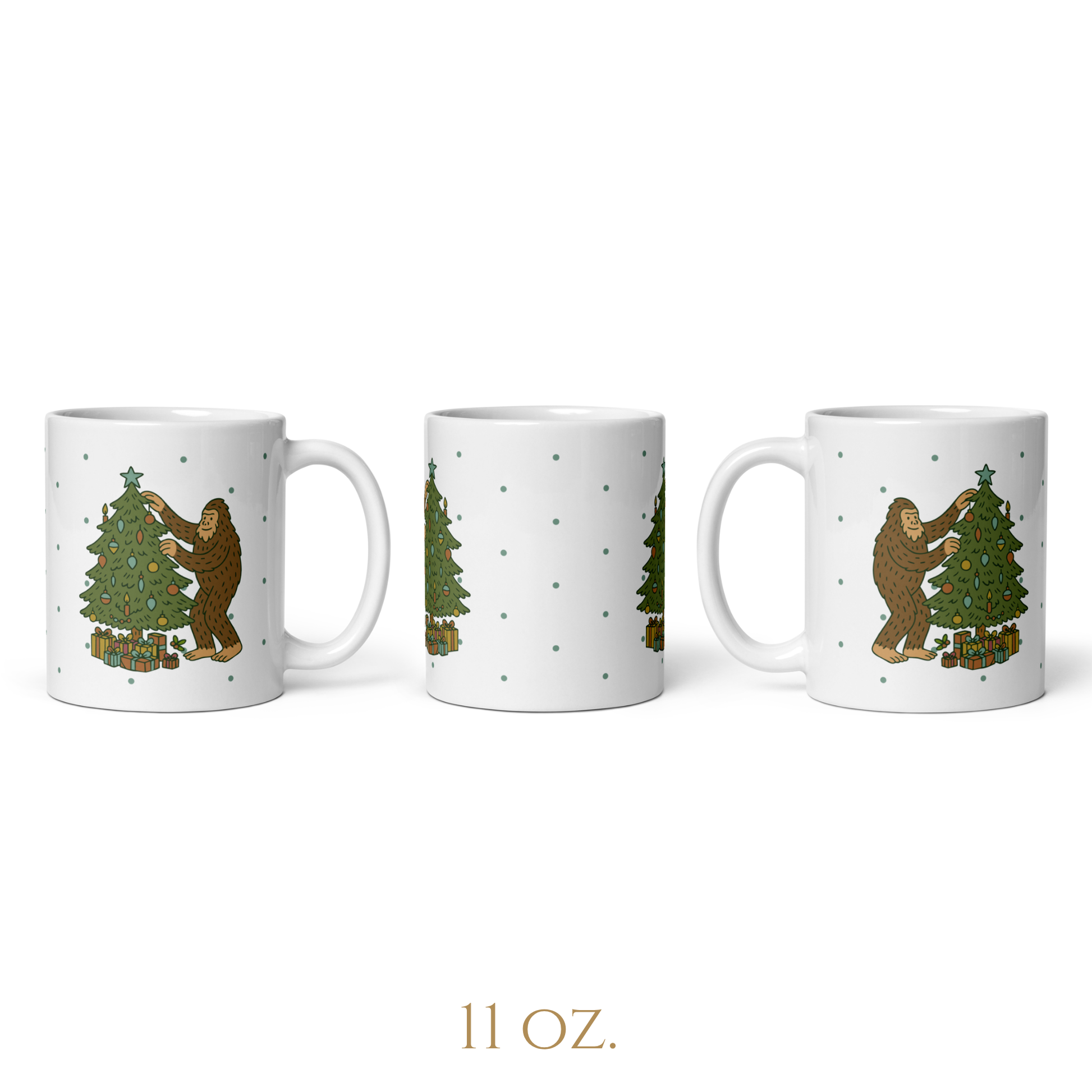 Holly Jolly Bigfoot | Cryptid Christmas White Ceramic Mug - Get the Salt