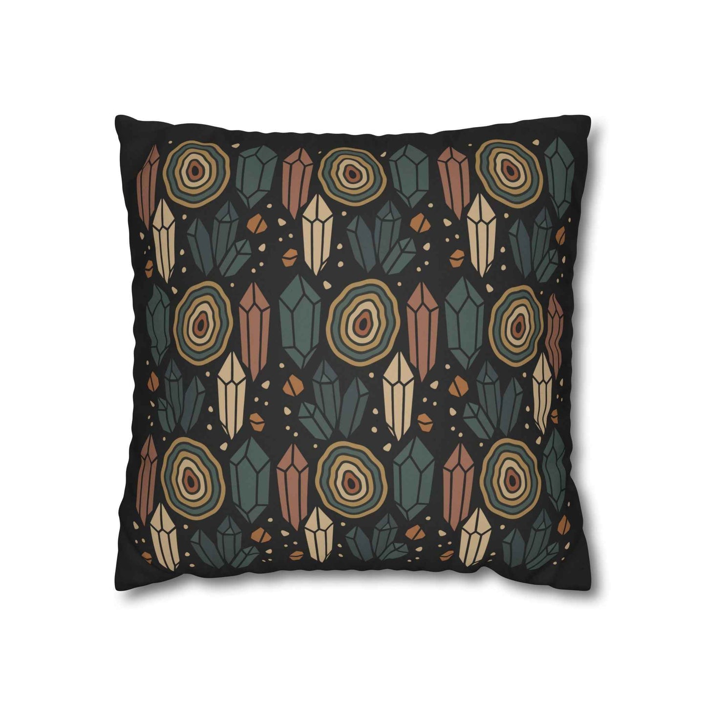 Agate and Crystals Faux Suede Pillow Cover - Crystal Core Collection