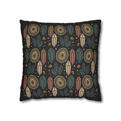 Agate and Crystals Faux Suede Pillow Cover - Crystal Core Collection
