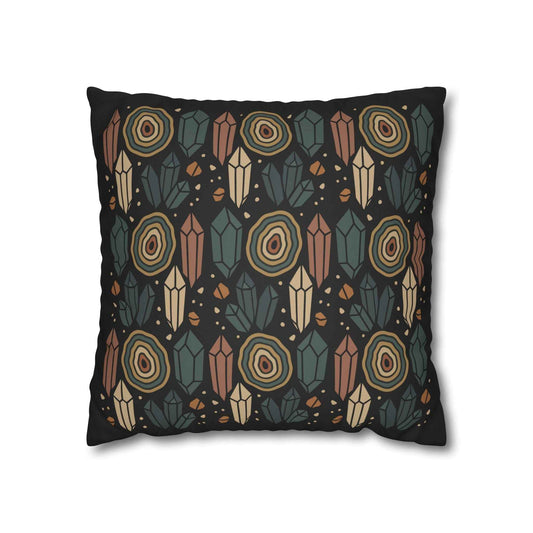 Agate and Crystals Faux Suede Pillow Cover - Crystal Core Collection