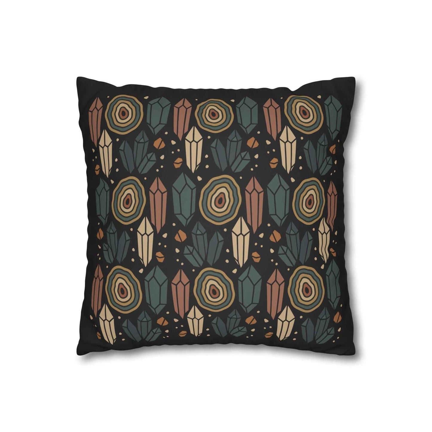 Agate and Crystals Faux Suede Pillow Cover - Crystal Core Collection
