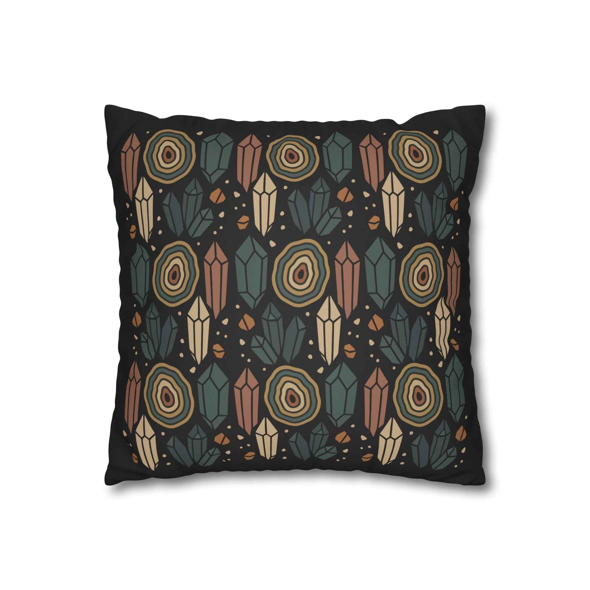 Agate and Crystals Faux Suede Pillow Cover - Crystal Core Collection