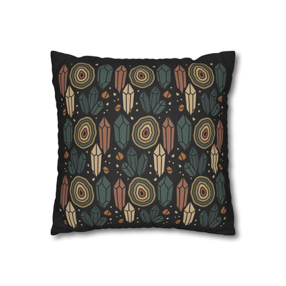 Agate and Crystals Faux Suede Pillow Cover - Crystal Core Collection