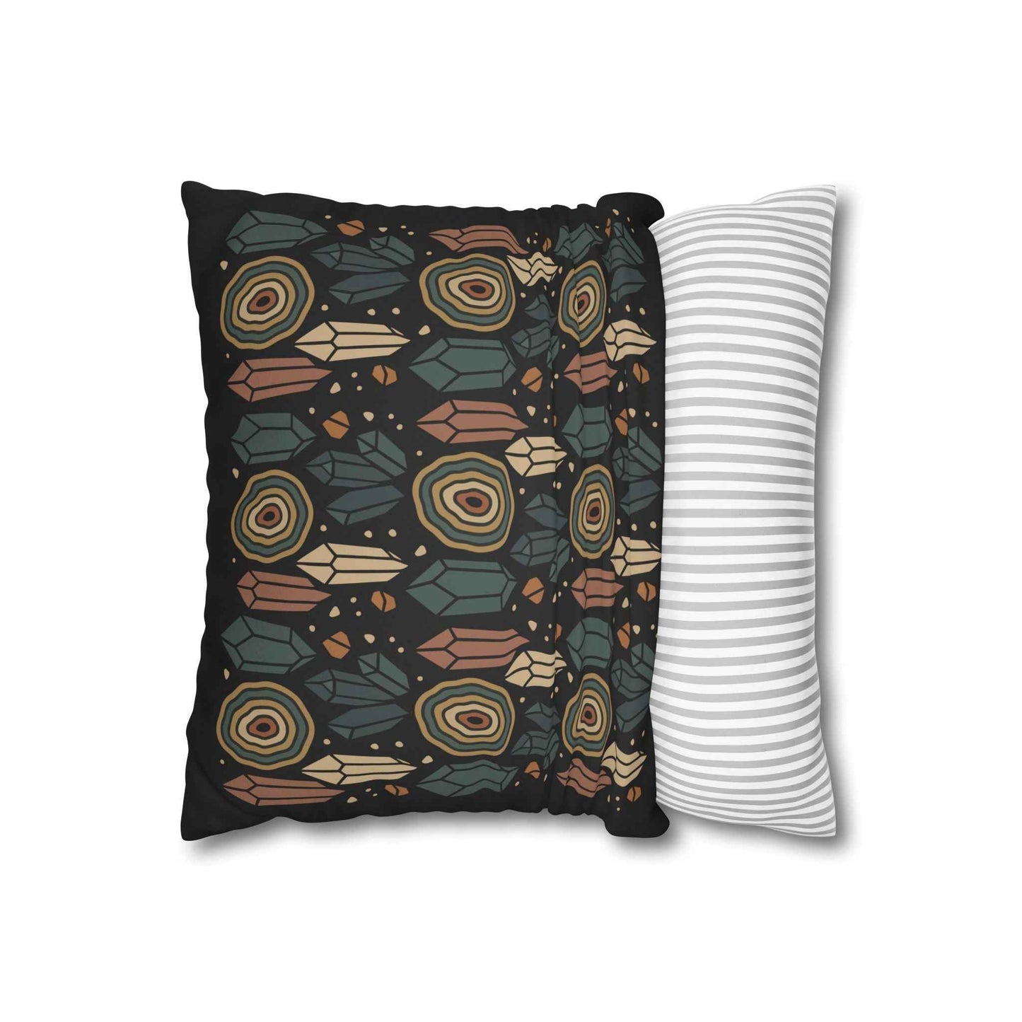 Agate and Crystals Faux Suede Pillow Cover - Crystal Core Collection