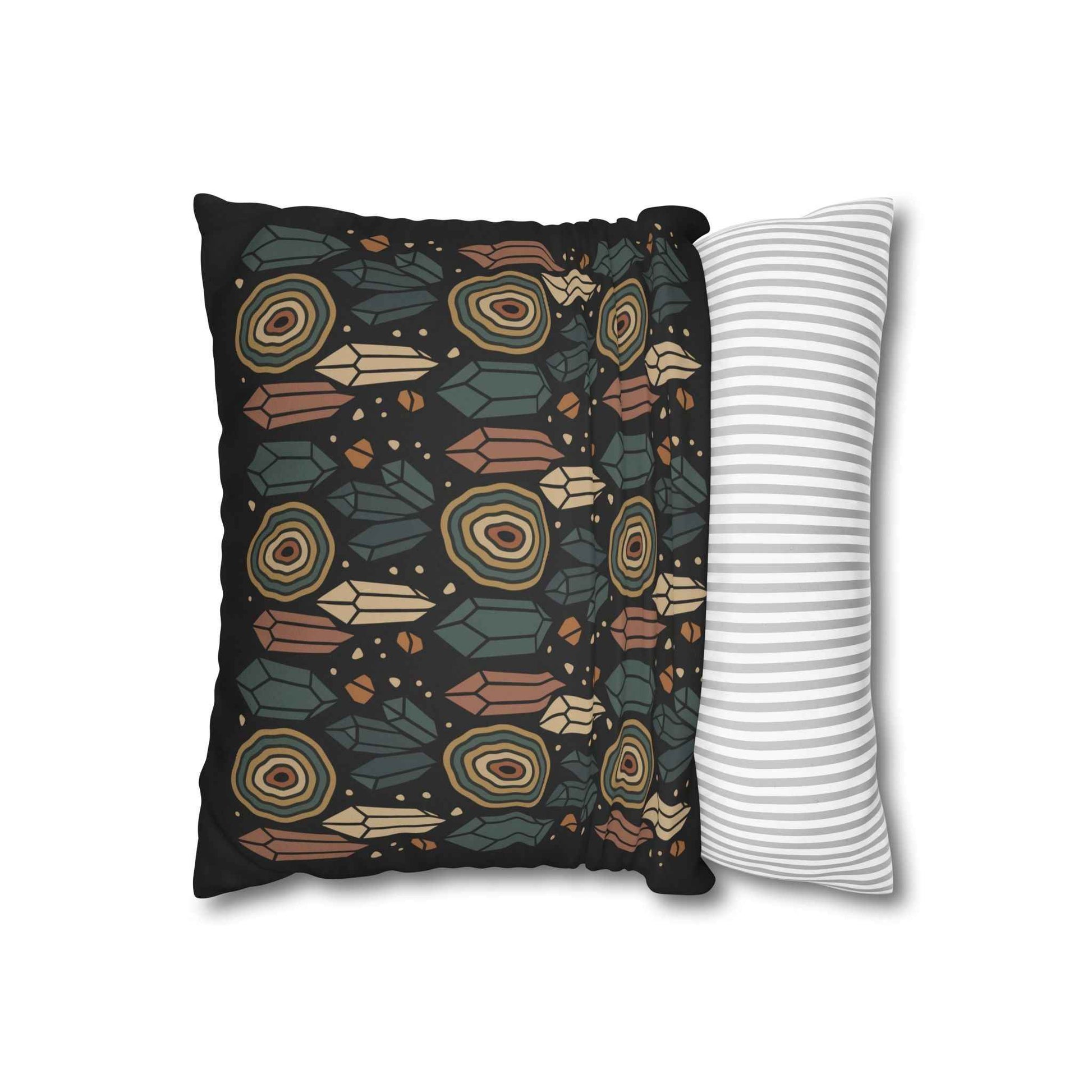 Agate and Crystals Faux Suede Pillow Cover - Crystal Core Collection